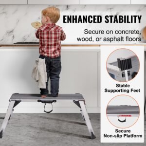 folding work platform, 660 lbs load capacity, aluminum drywall stool ladder, heavy duty work bench w/ non slip feet, ideal for washing vehicles, cleaning, painting, decorating