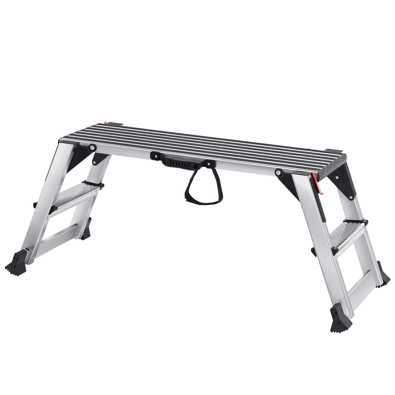folding work platform, 660 lbs load capacity, aluminum drywall stool ladder, heavy duty work bench w/ non slip feet, ideal for washing vehicles, cleaning, painting, decorating