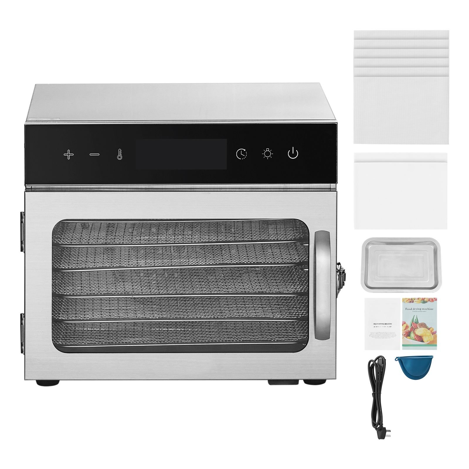 food dehydrator machine, 6 stainless steel trays, 400w electric food dryer with adjustable temperature & 24 hour timer, freeze dryer for jerky, meat, fruit, vegetables, herbs, dog treats