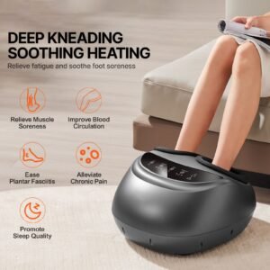 foot massager machine with heat, deep kneading, compression, and shiatsu for plantar fasciitis, neuropathy, gifts for men, women fits up to men size 12