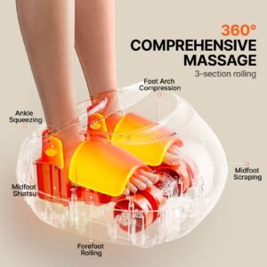 foot massager machine with heat, deep kneading, compression, and shiatsu for plantar fasciitis, neuropathy, gifts for men, women fits up to men size 12