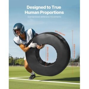football tackle wheel, football tackling dummy, waterproof pvc and high density sponge tackle ring, dummies training equipment with straps, for blocking, hitting drills and practice, black, 1pcs