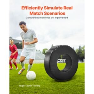 football tackle wheel, football tackling dummy, waterproof pvc and high density sponge tackle ring, dummies training equipment with straps, for blocking, hitting drills and practice, black, 1pcs