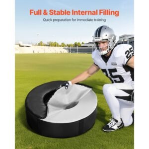 football tackle wheel, football tackling dummy, waterproof pvc and high density sponge tackle ring, dummies training equipment with straps, for blocking, hitting drills and practice, black, 1pcs