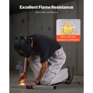 fr pants for men, 9 oz 100% cotton, flame resistant cargo pants with multi pockets and elastic waist, reinforced tear proof stitching, ideal for welding work and casual wear, l size, gray