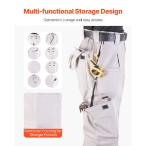fr pants for men, 9 oz 100% cotton, flame resistant cargo pants with multi pockets and elastic waist, reinforced tear proof stitching, ideal for welding work and casual wear, m size, gray