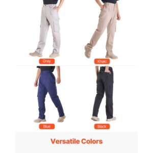 fr pants for men, 9 oz 100% cotton, flame resistant cargo pants with multi pockets and elastic waist, reinforced tear proof stitching, ideal for welding work and casual wear, m size, gray
