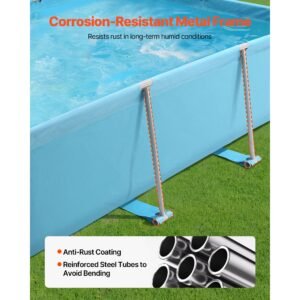 frame above ground swimming pool, 118 x 78 x 30 in rectangular steel metal frame, large rectangle outdoor backyard family pool, easy to assemble rust resistant, 1046 gallon water capacity, blue