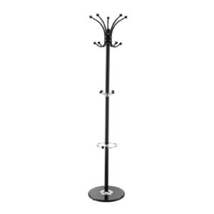 Freestanding Coat Rack, Metal Coats Rack Stand with Umbrella Holder, Stable Marble Base & 14 Hooks, Hall Coat Tree for Entryway, Bedroom, Living Room, Stylish Coats Hanger for Hats, Scarves, Bag