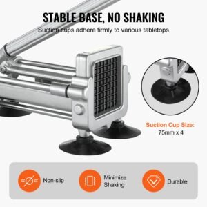 french fry cutter, potato slicer with 1/2" 3/8" 1/4" stainless steel blades, manual potato cutter chopper with suction cups, great for potato, french fries, cucumber, vegetables, carrot