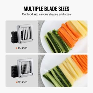 french fry cutter, potato slicer with 1/2 inch and 3/8 inch stainless steel blades, manual potato cutter chopper with suction cups, great for potato, french fries, cucumber, vegetables, carrot