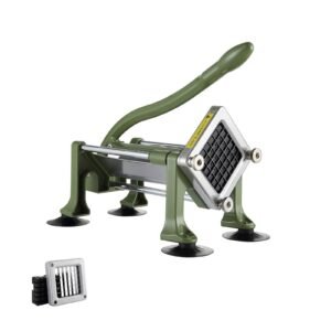 french fry cutter, potato slicer with 1/2 inch stainless steel blade, manual potato cutter chopper with suction cups, great for potato, french fries, cucumber, vegetables, carrot