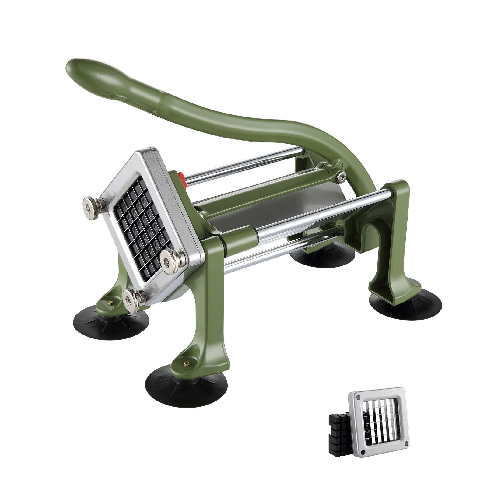 french fry cutter, potato slicer with 1/2 inch stainless steel blade, manual potato cutter chopper with suction cups, great for potato, french fries, cucumber, vegetables, carrot