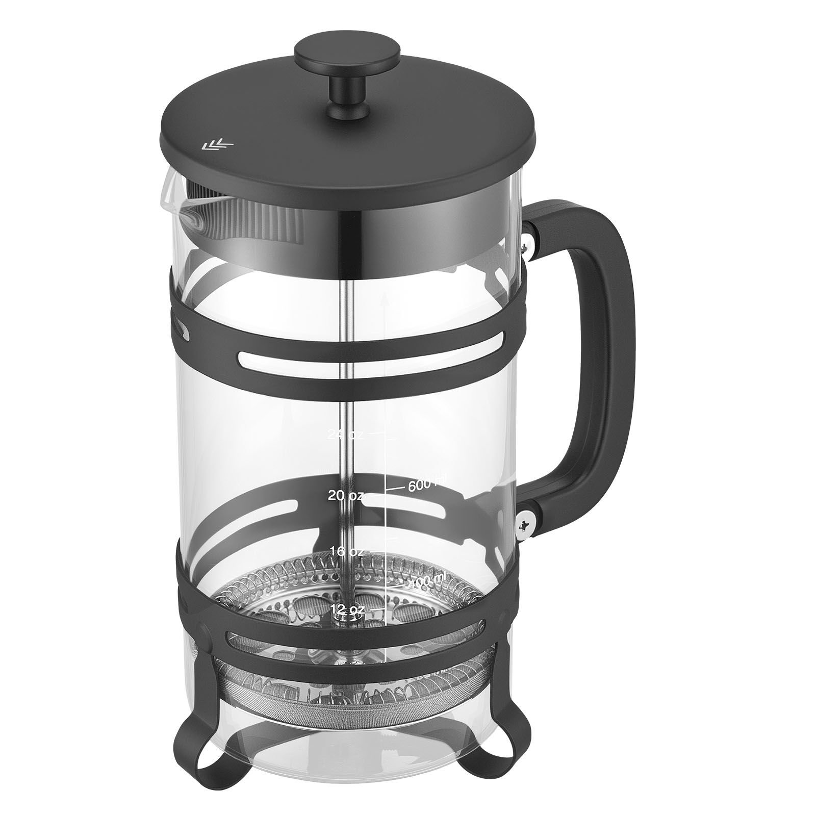 french press coffee maker, 34 ounce 1 liter borosilicate glass coffee press tea maker with stainless steel filter, large glass french presses cold brew for camping travel home kitchen, silver