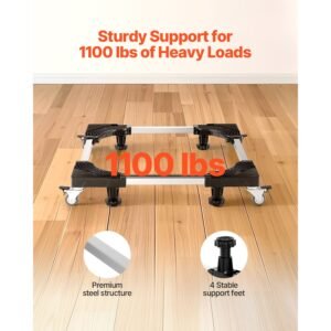 fridge stand mobile base, 1100 lbs load capacity, washing machine stand with 8 locking twin wheels and 4 brakes, 27.5 35.4 inches adjustable furniture dolly for washer, refrigerator and dryer