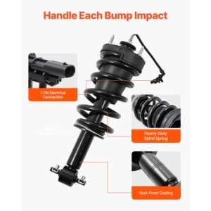 front air shock absorber strut, 2 pcs, compatible with cadillac escalade, chevrolet silverado/suburban/tahoe, gmc sierra/yukon, replacement for 84176631 84061228 84977478 23312167 23464589