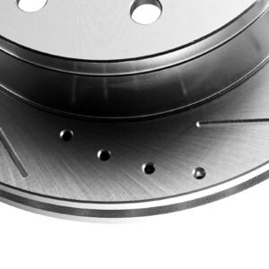 front and rear brake kit compatible with 2002 2006 chevrolet avalanche 2500 (8 stud), 2002 2004 chevrolet silverado 2500 (models w/manual transmission only), drilled & slotted brake rotors