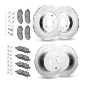 Front and Rear Brake Kit Compatible with 2014-2015 Nissan Rogue (2 Row Seating; 11.65 inch (296mm) Front Outer Diameter), Hollow Structure Brake Rotors Ceramic Brake Pads Replacement Kit