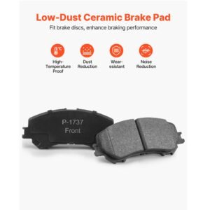 front and rear brake kit compatible with 2014 2015 nissan rogue (2 row seating; 11.65 inch (296mm) front outer diameter), hollow structure brake rotors ceramic brake pads replacement kit