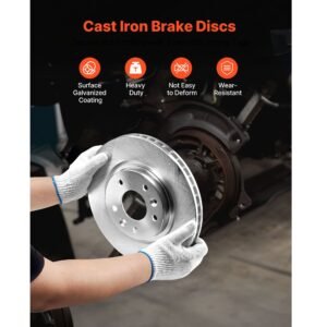 front and rear brake kit compatible with 2014 2015 nissan rogue (2 row seating; 11.65 inch (296mm) front outer diameter), hollow structure brake rotors ceramic brake pads replacement kit