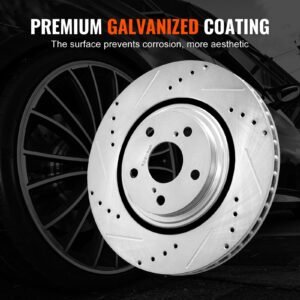 front and rear brake kit compatible with toyota sienna, highlander, lexus rx350, rx450h, drilled and slotted brake rotors ceramic brake pads replacement, 12.9" front rotors 12.2" rear rotors