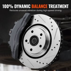 front and rear brake kit compatible with toyota sienna, highlander, lexus rx350, rx450h, drilled and slotted brake rotors ceramic brake pads replacement, 12.9" front rotors 12.2" rear rotors