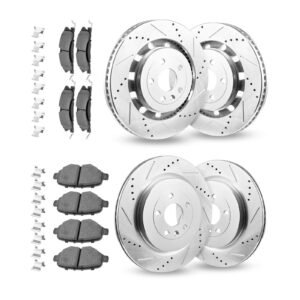 Front and Rear Brake Kit Fits for 2013-2015 Ford Explorer (Limited, Sport, XLT; Heavy Duty Brakes), 2018 Ford Explorer (Limited, Platinum, Sport, XLT; Heavy Duty Brakes; 2 Piston Rear Caliper)