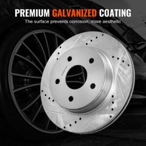 front and rear brake kit for 06 2018 dodge ram 1500, 07 2009 dodge durango chrysler aspen, drilled and slotted brake rotors ceramic brake pads replacement, 13.2" front rotors 13.9" rear rotors