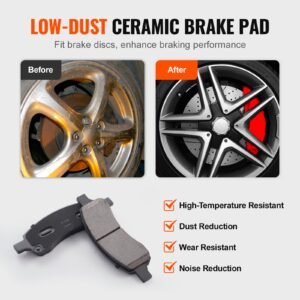 front brake kit compatible with 2007 2017 chevy traverse, buick enclave, gmc acadia, saturn outlook, drilled and slotted brake rotors ceramic brake pads replacement kit, 12.8" front rotors