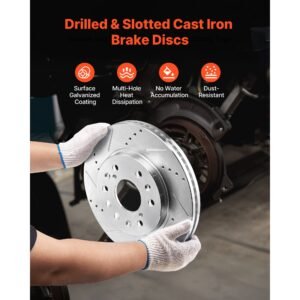 front brake kit compatible with 2008 2016 cadillac escalade/escalade esv, 2017 2020 cadillac escalade/escalade esv (models without brembo brake package), drilled & slotted brake rotors kit