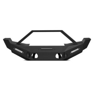 Front Bumper Compatible with 2007-2018 Wrangler JK/JKU, Heavy-Duty Steel Front Bumper with 2PCS LED Light Bars, Winch Plate, Fog Light Housing and D-Ring Mounts