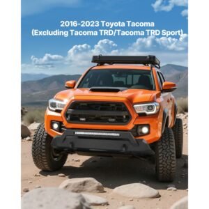 front bumper compatible with 2016 2023 toyota tacoma (excluding tacoma trd/tacoma trd sport), pickup truck bumper with led light bar, winch plate & d rings mounts