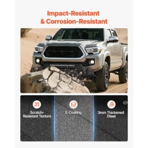front bumper compatible with 2016 2023 toyota tacoma (excluding tacoma trd/tacoma trd sport), pickup truck bumper with led light bar, winch plate & d rings mounts