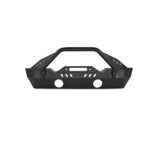 front bumper compatible with 2018 2024 jeep wrangler jl jlu & gladiator jt, heavy duty steel front bumper with winch plate, d ring mounts & fog light housing