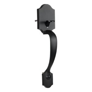 front door handle and deadbolt set, matte black front door lock set with interior knob, adjustable hole spacing single cylinder handleset, for right and left handed entrance and front door
