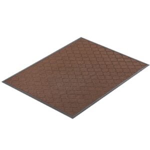 front door mat, 47 x 35 in commercial floor mat for indoor and outdoor, modern stylish carpet with tpe backing, heavy duty washable entry industrial rug for hallway, balcony, garage, brown