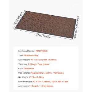 front door mat, 47 x 35 in commercial floor mat for indoor and outdoor, modern stylish carpet with tpe backing, heavy duty washable entry industrial rug for hallway, balcony, garage, brown
