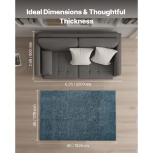 Front Door Mat, 6 x 4 ft Commercial Floor Mat for Indoor and Outdoor, Industrial Entrance Carpet with PVC Backing, Heavy Duty Washable Entry Rug for Hallway, Kitchen, Balcony, Garage, Slate Blue