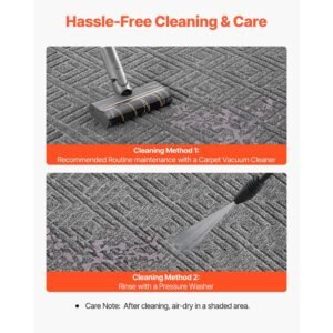 front door mat, 61.5 x 36 in commercial floor mat for indoor and outdoor, modern stylish carpet with tpe backing, heavy duty washable entry industrial rug for hallway, balcony, garage, grey