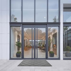 front door mat, 61.5 x 36 in commercial floor mat for indoor and outdoor, modern stylish carpet with tpe backing, heavy duty washable entry industrial rug for hallway, balcony, garage, grey