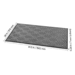 front door mat, 61.5 x 36 in commercial floor mat for indoor and outdoor, modern stylish carpet with tpe backing, heavy duty washable entry industrial rug for hallway, balcony, garage, grey