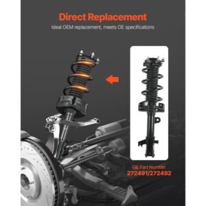front shock absorber strut assembly, 2pcs shock and strut assembly with coil spring, compatible with 2007 2014 honda cr v, automotive replacement struts, oe 272491/272492