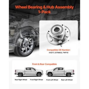 front/rear wheel bearing & hub assembly fit for 2016 2017 chevy traverse ls sport utility buick enclave convenience leather premium gmc acadia 4 door oem 513277, wheel bearing hub assembly set
