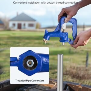 frost free outdoor faucet, freeze proof yard hydrant complete head assembly, with 1" npt galvanized pipe thread & 3/4" hose connection for yard, garden, pasture irrigation (pipe not included)
