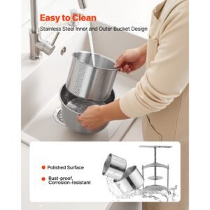 fruit wine press, 0.8 gallon/3l, stainless steel manual juice maker with powerful t shaped handle, juice making for apple/grape/orange/berry, cheese/tincture/herbal press, for kitchen home