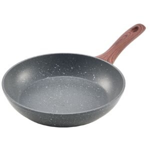 frying pan skillet, aluminum egg fry pans, 3 piece set (9.5, 11, 12 in), nonsitck heavy duty skillets with heat resistant handle, chef's kitchen cookware, for gas, electric, induction, grey