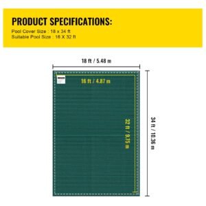ft 16x32 pool safety cover, green