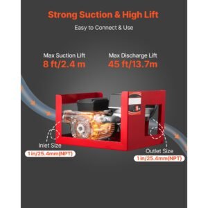 fuel transfer pump 110v, 16 gpm 60 l/min, ac electric oil transfer pump for diesel kerosene biodiesel, with meter, auto fuel nozzle & 2 hoses, 45 ft/13.7 m lift, for vehicles, construction sites