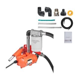 Fuel Transfer Pump, 12V DC 10 GPM, Portable Diesel Transfer Pump Kit, with Auto Shut-Off Nozzle, Discharge Hose, Overheat Protection, Power Cable, Explosion-Proof, for Gasoline Diesel Kerosene