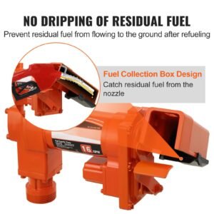 fuel transfer pump, 12v dc 16 gpm 1/4 hp, gasoline extractor pump with automatic nozzle, discharge hose & suction pipe for gasoline, diesel, kerosene, ethanol & methanol blends, and biodiesel